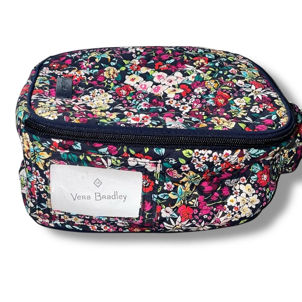 Vera Bradley Navy Floral Quilted Cosmetic Case
